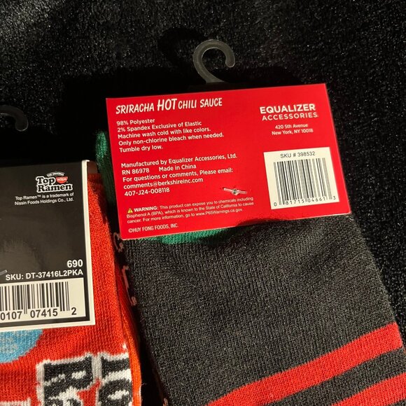 Sriracha + Top Ramen Socks (2 packs) - Picture 3 of 3